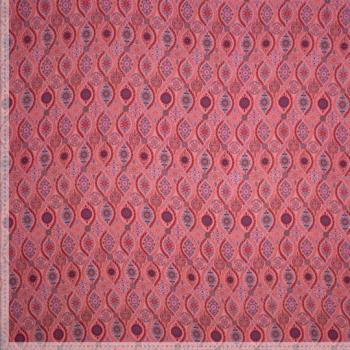 Viskose mit leichter Struktur, Blumen-Paisley-Druck, lachs